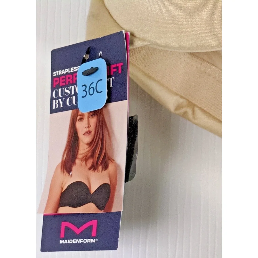 MAIDENFORM Women's 36C Strapless Shaping Custom Lift Underwire Bra Biege 09417